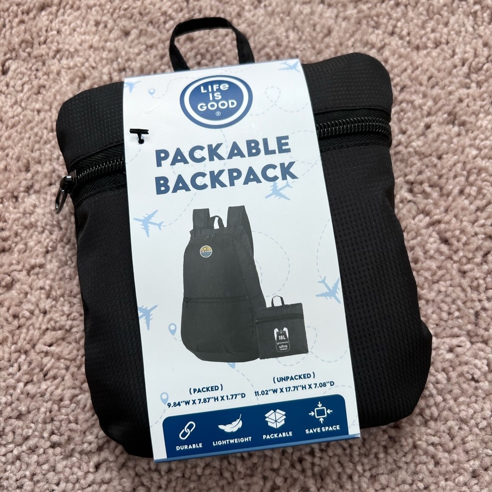 Life Is Good Black Packable Backpack